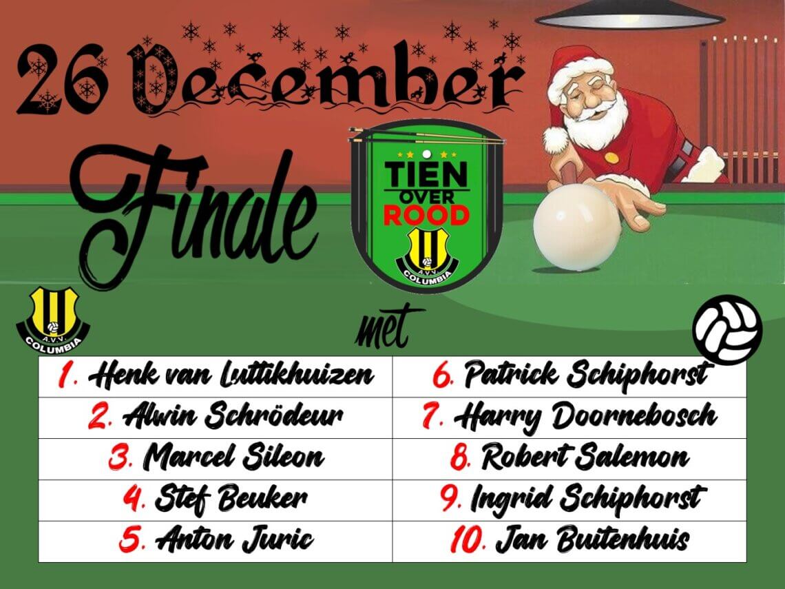 Finale Tien over Rood is bekend
